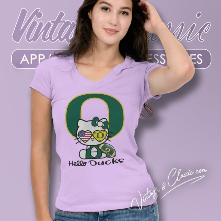 Hello Kitty Oregon Ducks V Neck TShirt Hello Kitty Oregon Ducks V Neck TShirt