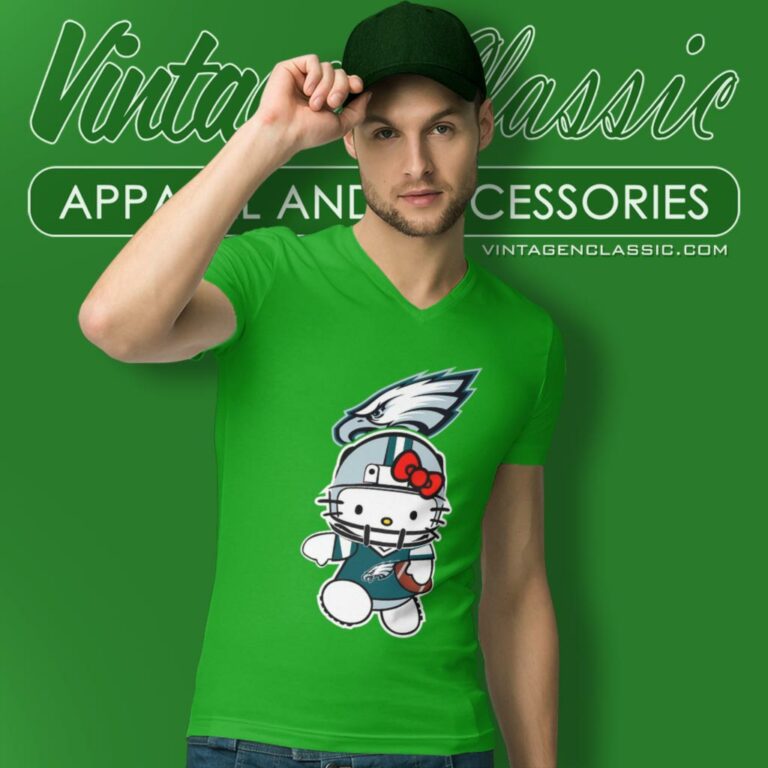 Hello Kitty Philadelphia Eagles V Neck TShirt Hello Kitty Philadelphia Eagles V Neck TShirt