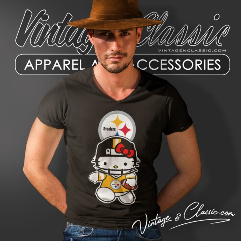 Hello Kitty Pittsburgh Steelers V Neck TShirt Hello Kitty Pittsburgh Steelers V Neck TShirt