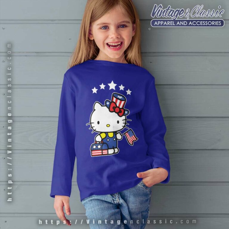Hello Kitty Shirt 4th Of July Independence Day Kid Long Sleeve Hello Kitty Shirt 4th Of July Independence Day Kid Long Sleeve