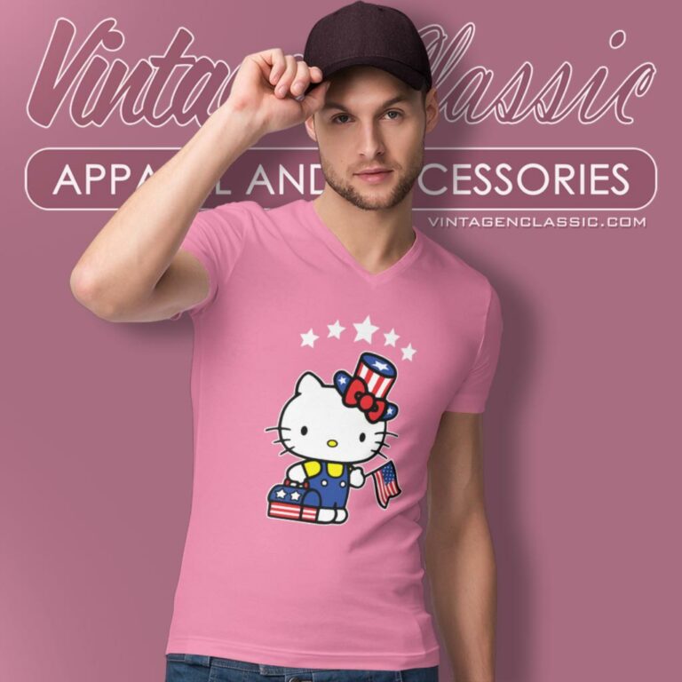 Hello Kitty Shirt 4th Of July Independence Day V Neck TShirt Hello Kitty Shirt 4th Of July Independence Day V Neck TShirt