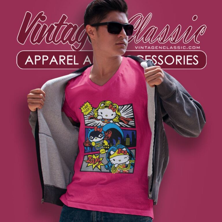 Hello Kitty Super Heroes Dc V Neck TShirt Hello Kitty Super Heroes Dc V Neck TShirt