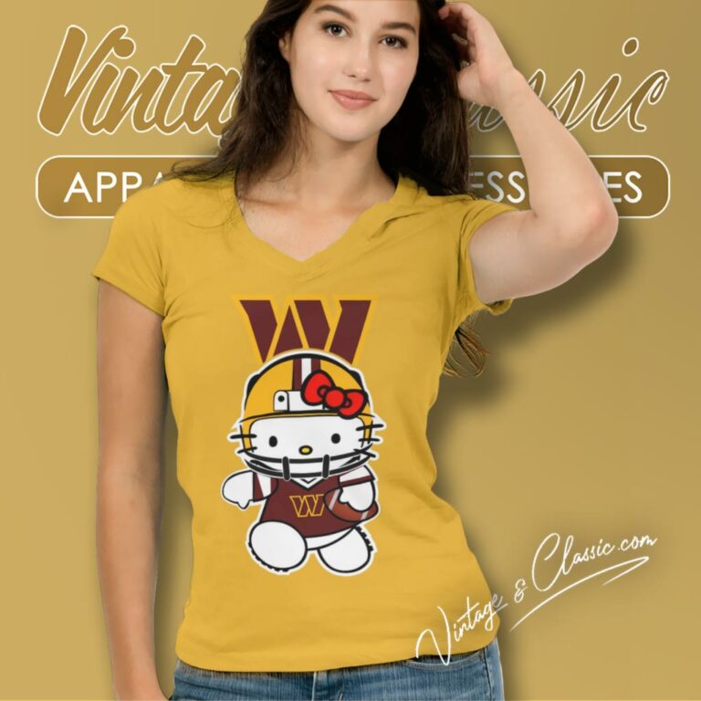 Hello Kitty Washington Commanders V Neck TShirt Hello Kitty Washington Commanders V Neck TShirt