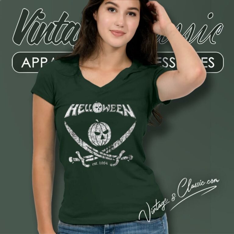 Helloween Pirate Pumpkin V Neck TShirt Helloween Pirate Pumpkin V Neck TShirt
