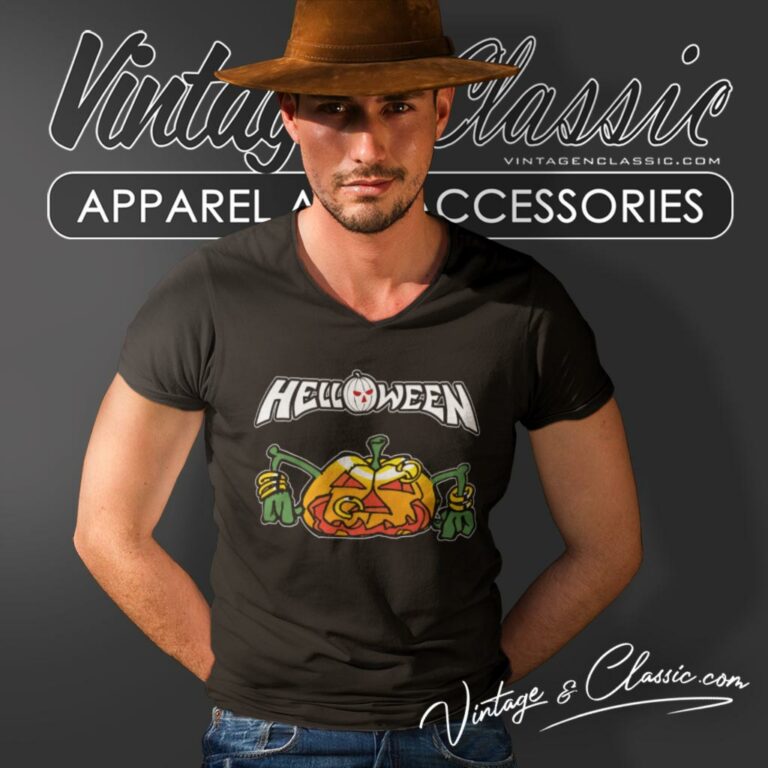 Helloween Rings Pumpkin V Neck TShirt Helloween Rings Pumpkin V Neck TShirt