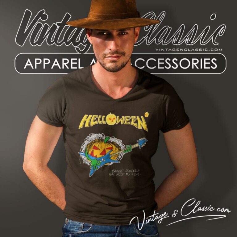 Helloween Savage Pumpkin V Neck TShirt Helloween Savage Pumpkin V Neck TShirt