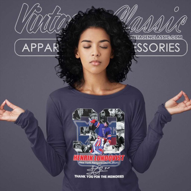 Henrik Lundqvist New York Rangers Signature Thank You For The Memories Long Sleeve Tee Henrik Lundqvist New York Rangers Signature Thank You For The Memories Long Sleeve Tee