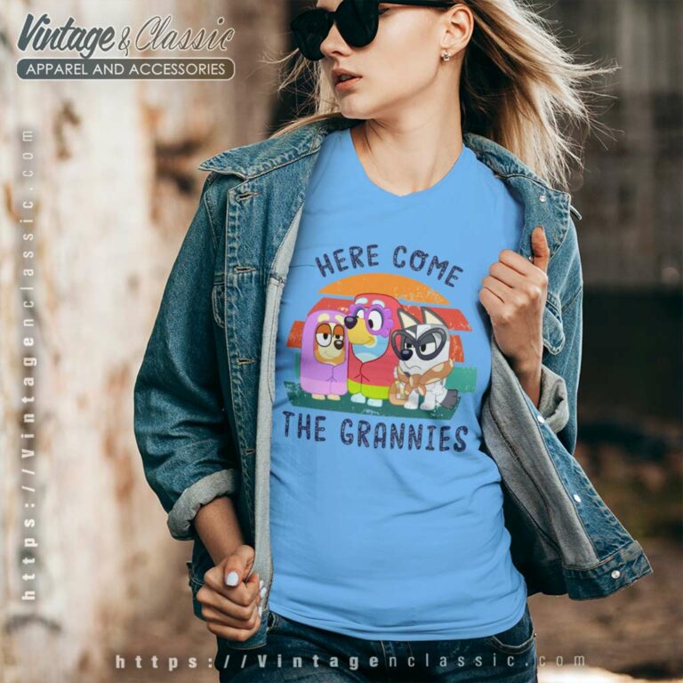 Here Come The Grannies Bluey V Neck TShirt Here Come The Grannies Bluey V Neck TShirt