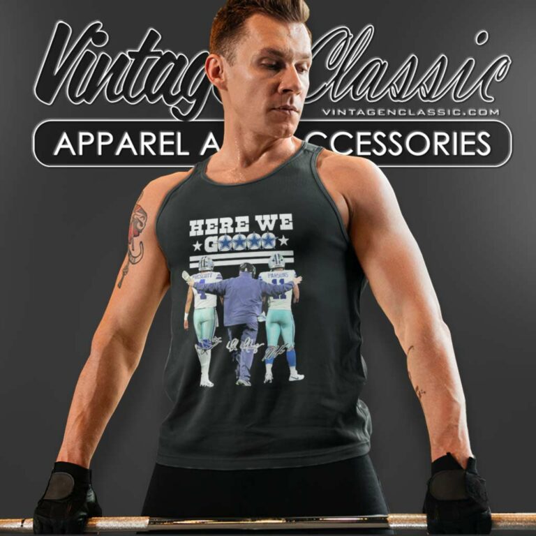 Here We Go Dak Prescott Cowboys And Mike Mccarthy Micah Parsons Signatures Tank Top Racerback Here We Go Dak Prescott Cowboys And Mike Mccarthy Micah Parsons Signatures Tank Top Racerback