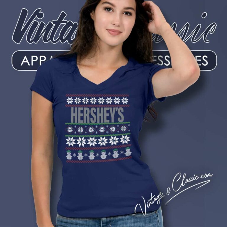 Hershey Christmas Ugly Sweater V Neck TShirt 1 Hershey Christmas Ugly Sweater V Neck TShirt 1