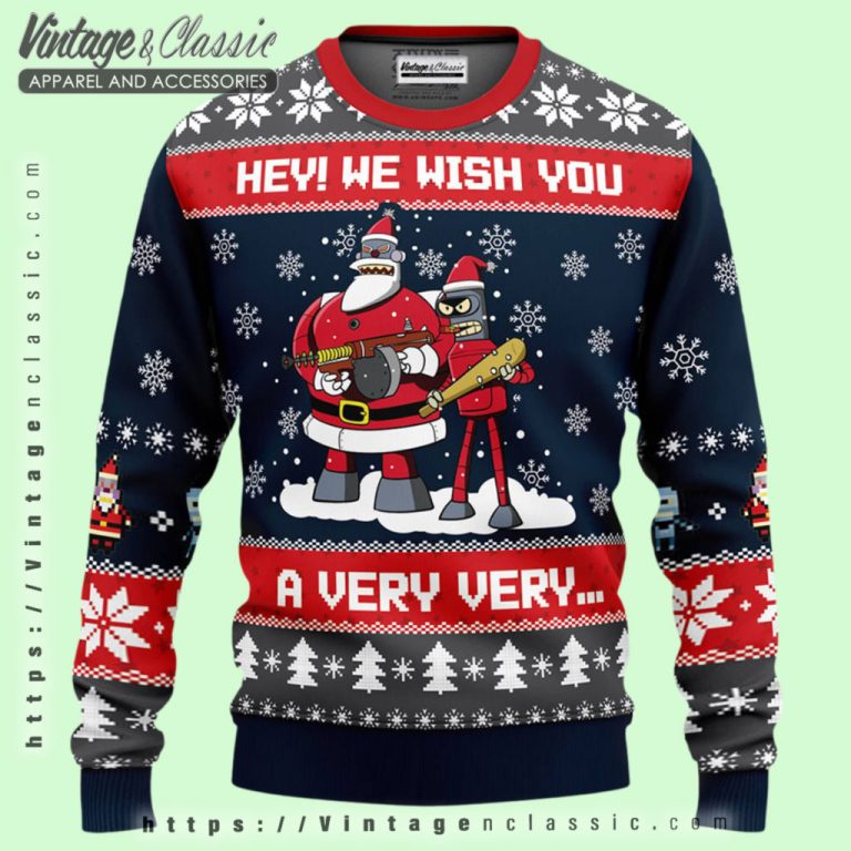 Hey We Wish You A Futurama Ugly Christmas Sweater Ugly Christmas Sweater Hey We Wish You A Futurama Ugly Christmas Sweater Ugly Christmas Sweater