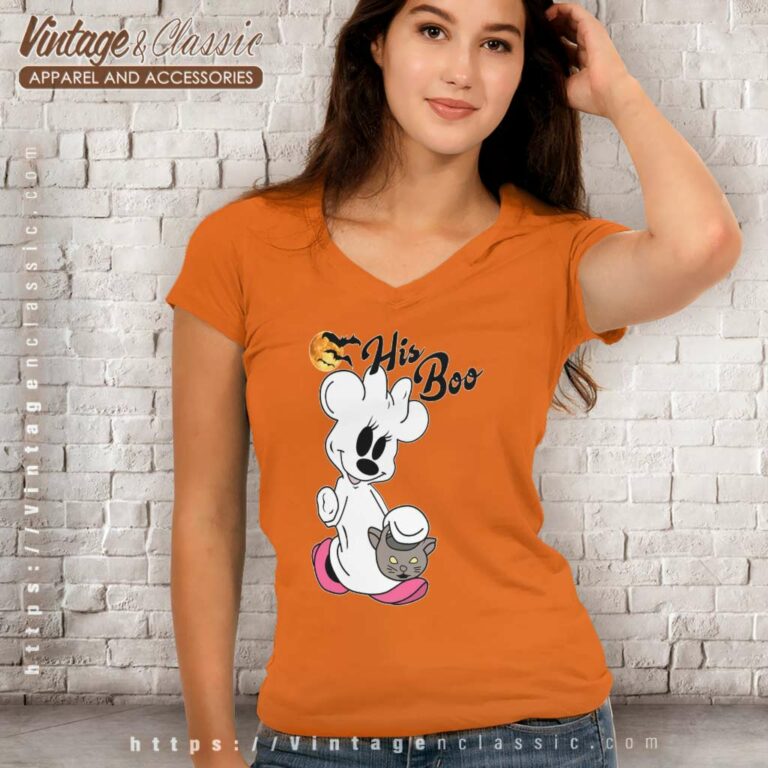 His Boo Minnie Disney Halloween V Neck TShirt His Boo Minnie Disney Halloween V Neck TShirt
