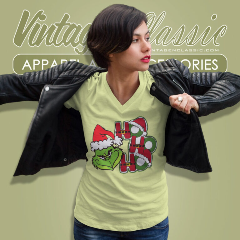 Ho Ho Ho Grinch Christmas V Neck TShirt Ho Ho Ho Grinch Christmas V Neck TShirt