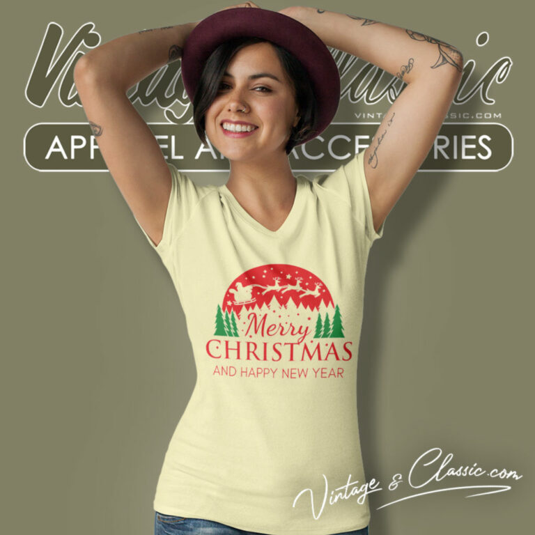 Holiday Christmas Shirt Merry Christmas And New Year V Neck TShirt Holiday Christmas Shirt Merry Christmas And New Year V Neck TShirt