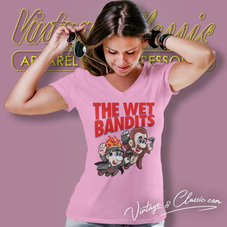 Home Alone Super Mario The Wet Bandits V Neck TShirt Home Alone Super Mario The Wet Bandits V Neck TShirt