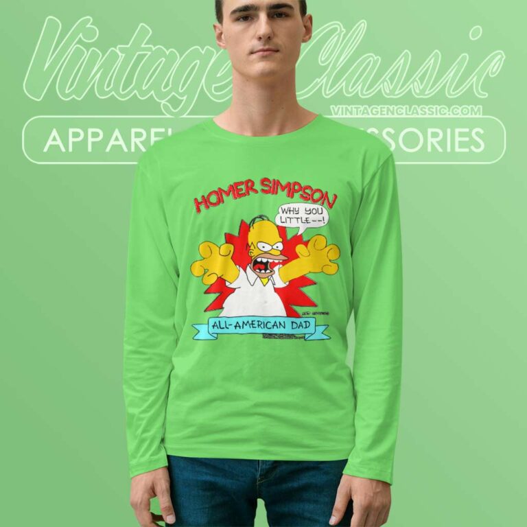 Homer Simpson All american Dad Long Sleeve Tee Homer Simpson All american Dad Long Sleeve Tee