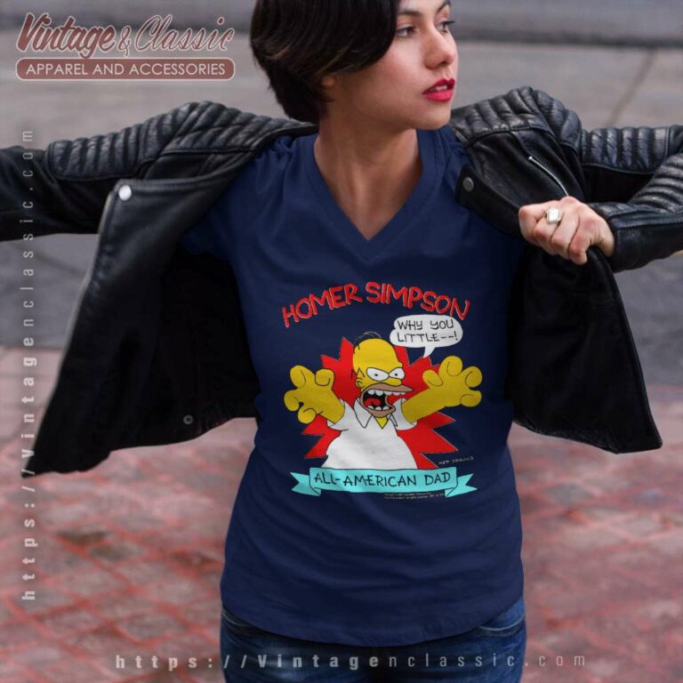 Homer Simpson All american Dad V Neck TShirt Homer Simpson All american Dad V Neck TShirt