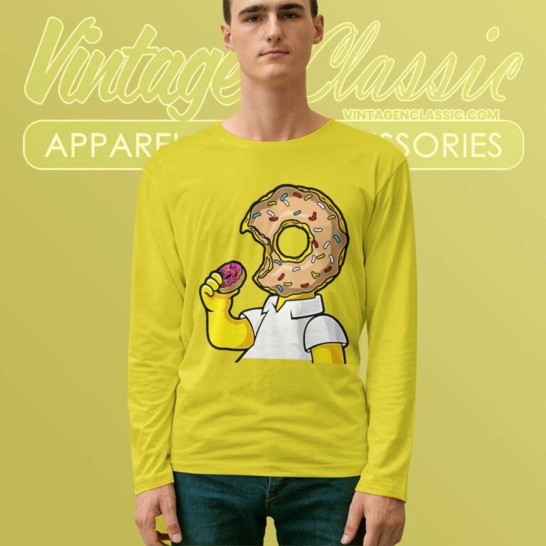 Homer Simpson Doughnut Eating Doughnut Long Sleeve Tee Homer Simpson Doughnut Eating Doughnut Long Sleeve Tee