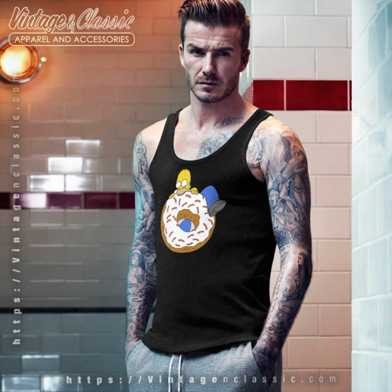 Homer Simpson Eating Donut Tank Top Racerback Homer Simpson Eating Donut Tank Top Racerback