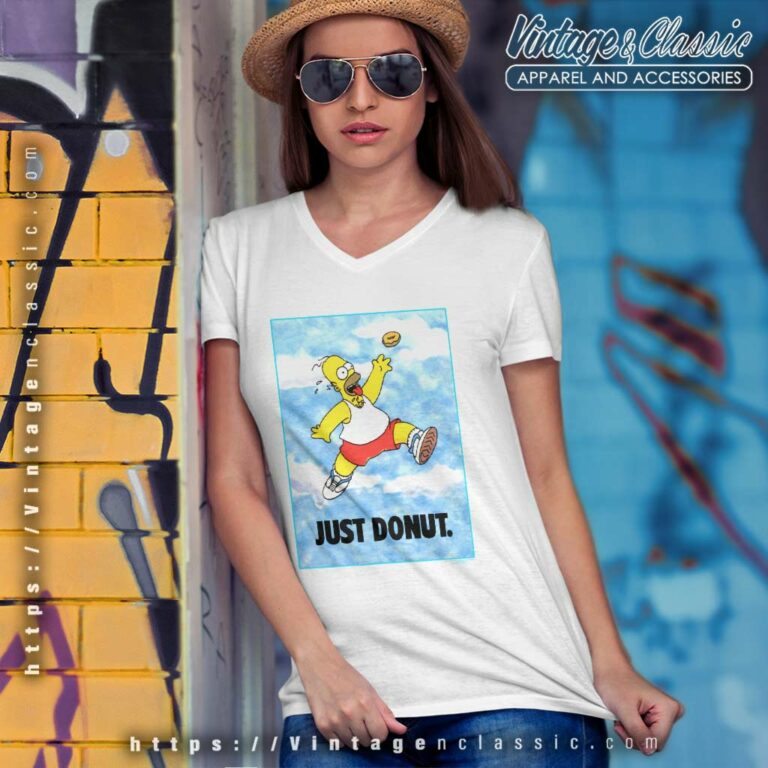 Homer Simpson Just Donut Nike Parody V Neck TShirt Homer Simpson Just Donut Nike Parody V Neck TShirt