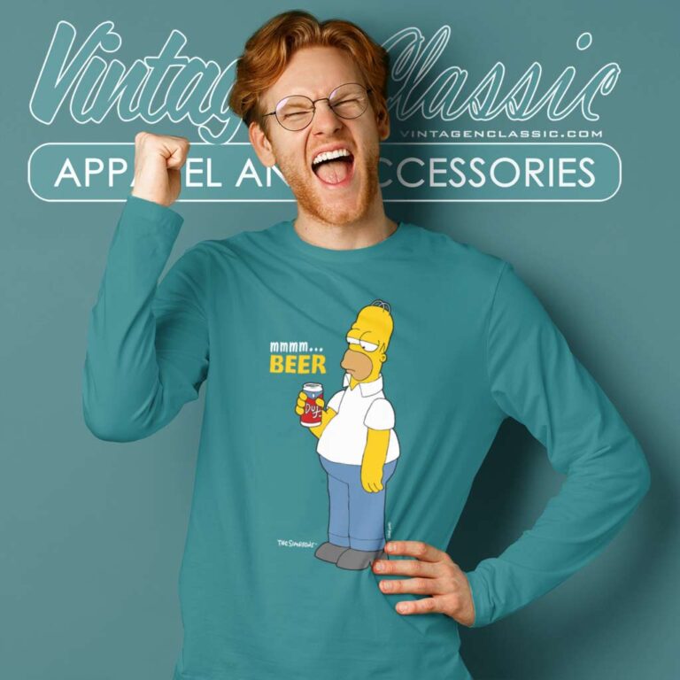 Homer Simpsons Duff Beer Long Sleeve Tee Homer Simpsons Duff Beer Long Sleeve Tee