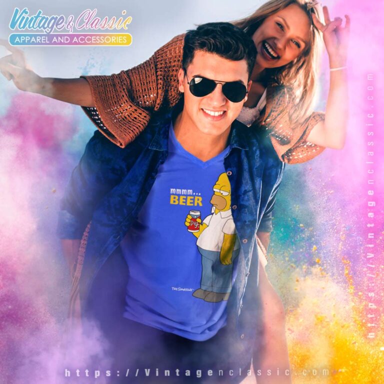 Homer Simpsons Duff Beer V Neck TShirt Homer Simpsons Duff Beer V Neck TShirt