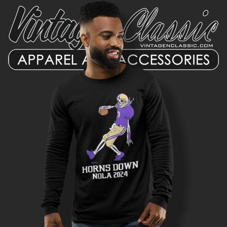 Horns Down Nola 2024 Washington Huskies Long Sleeve Tee Horns Down Nola 2024 Washington Huskies Long Sleeve Tee