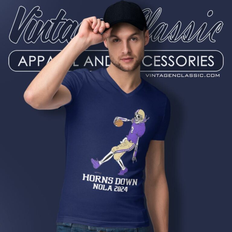 Horns Down Nola 2024 Washington Huskies V Neck TShirt Horns Down Nola 2024 Washington Huskies V Neck TShirt