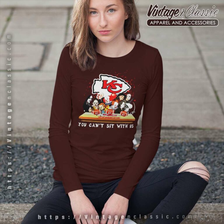 Horror Character You Can Sit With Us Kansas City Chiefs Halloween Long Sleeve Tee Horror Character You Can Sit With Us Kansas City Chiefs Halloween Long Sleeve Tee
