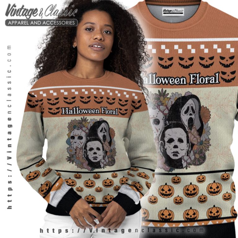 Horror Characters Halloween Ugly Christmas Sweater Women Ugly Sweater Horror Characters Halloween Ugly Christmas Sweater Women Ugly Sweater