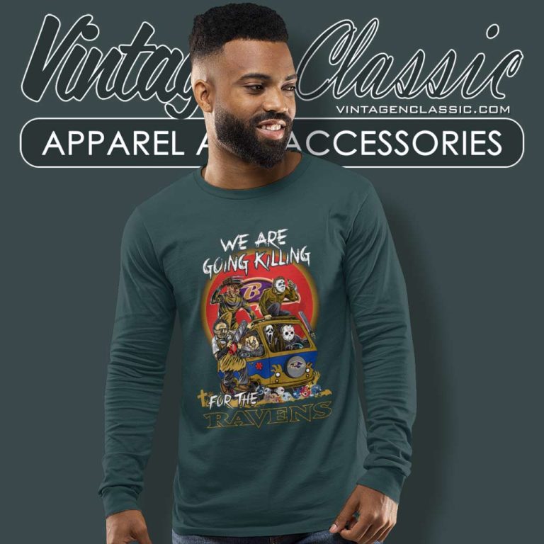 Horror Characters We Are Going Killing For The Baltimore Ravens Halloween Long Sleeve Tee Horror Characters We Are Going Killing For The Baltimore Ravens Halloween Long Sleeve Tee