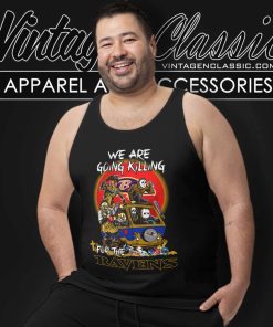 Horror Characters We Are Going Killing For The Baltimore Ravens Halloween Tank Top Racerback