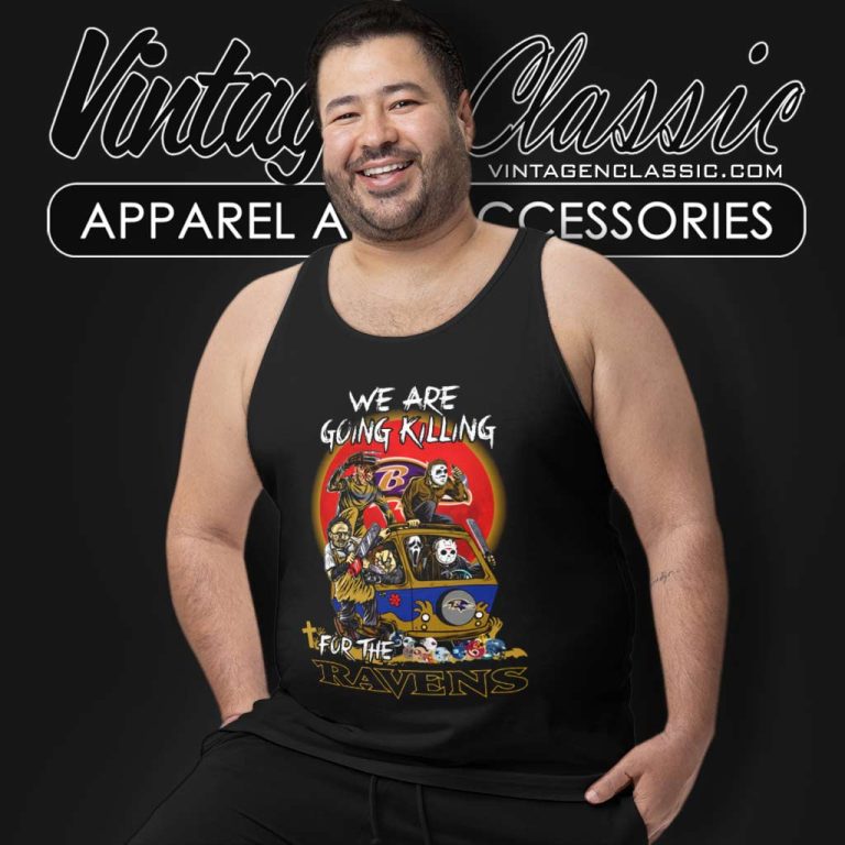 Horror Characters We Are Going Killing For The Baltimore Ravens Halloween Tank Top Racerback Horror Characters We Are Going Killing For The Baltimore Ravens Halloween Tank Top Racerback