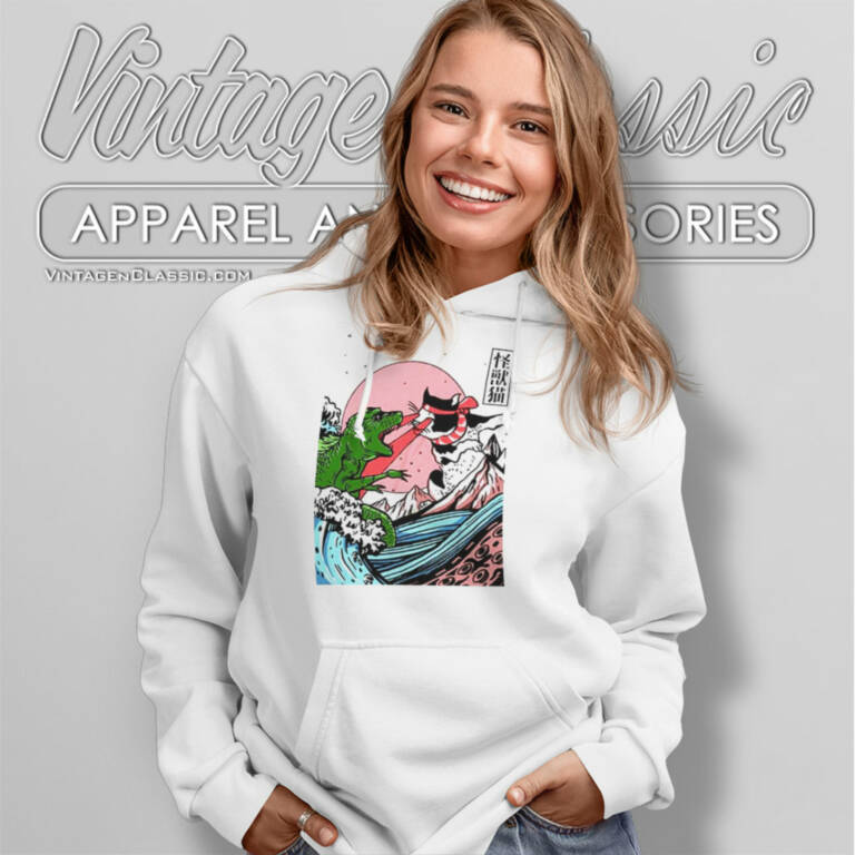 Horror Dinosaur Catzilla Shirt Great Wave Off Kanagawa Hoodie Horror Dinosaur Catzilla Shirt Great Wave Off Kanagawa Hoodie