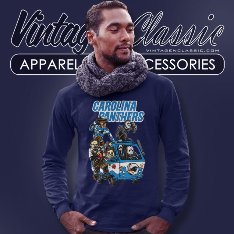 Horror Movie Characters Massacre Machine Carolina Panthers Halloween Long Sleeve Tee Horror Movie Characters Massacre Machine Carolina Panthers Halloween Long Sleeve Tee
