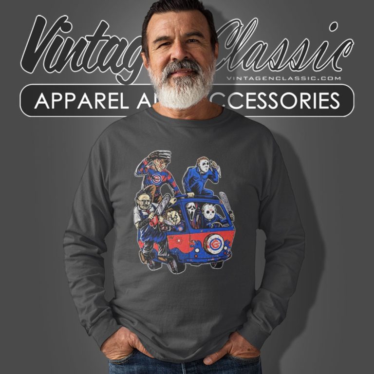 Horror Movie Characters Massacre Machine Chicago Cubs Halloween Long Sleeve Tee Horror Movie Characters Massacre Machine Chicago Cubs Halloween Long Sleeve Tee