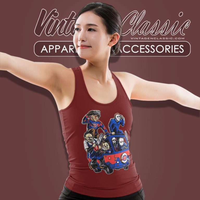 Horror Movie Characters Massacre Machine Chicago Cubs Halloween Tank Top Racerback Horror Movie Characters Massacre Machine Chicago Cubs Halloween Tank Top Racerback
