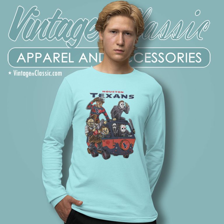 Horror Movie Characters Massacre Machine Houston Texans Halloween Long Sleeve Tee Horror Movie Characters Massacre Machine Houston Texans Halloween Long Sleeve Tee