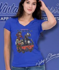 Horror Movie Characters Massacre Machine Houston Texans Halloween V Neck TShirt