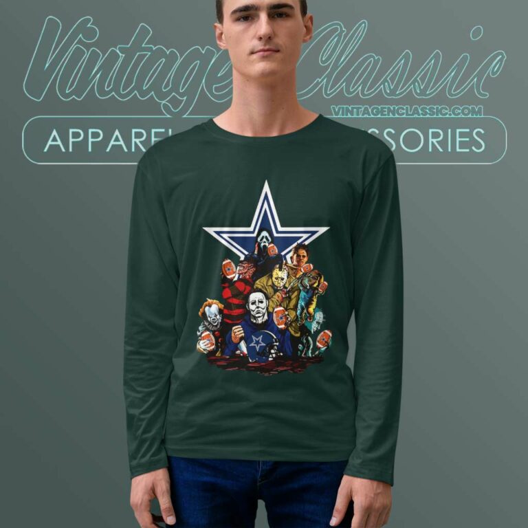 Horror Movie Fan Dallas Cowboys Long Sleeve Tee Horror Movie Fan Dallas Cowboys Long Sleeve Tee