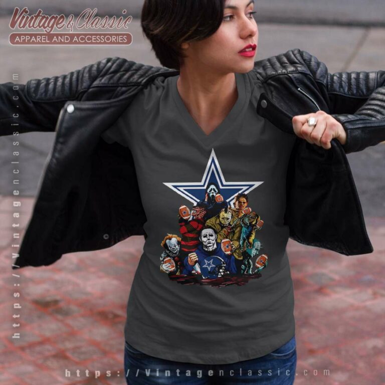 Horror Movie Fan Dallas Cowboys V Neck TShirt Horror Movie Fan Dallas Cowboys V Neck TShirt