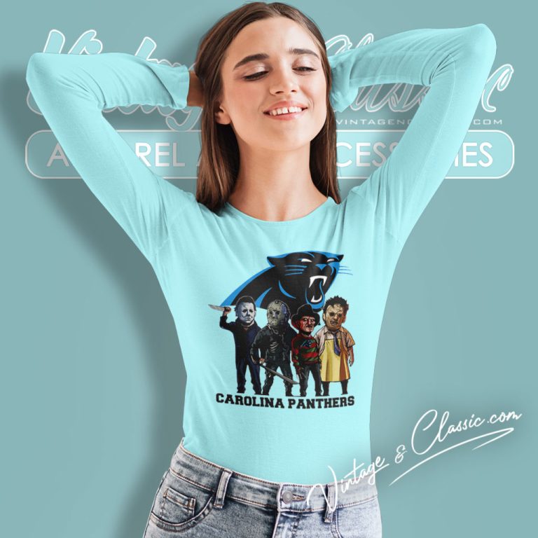 Horror Movie Team Carolina Panthers Long Sleeve Tee Horror Movie Team Carolina Panthers Long Sleeve Tee