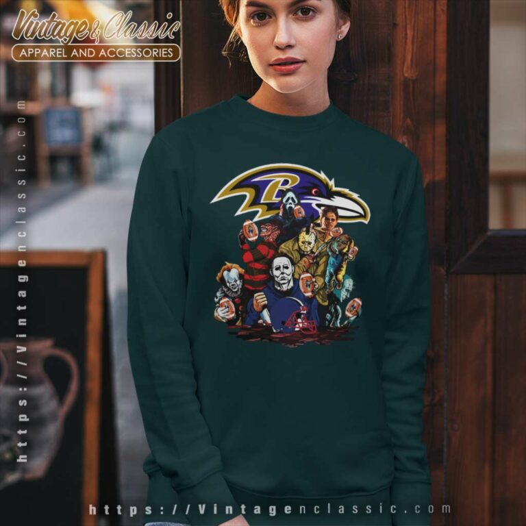 Horror Movies Characters Baltimore Ravens Football Halloween Sweatshirt Horror Movies Characters Baltimore Ravens Football Halloween Sweatshirt