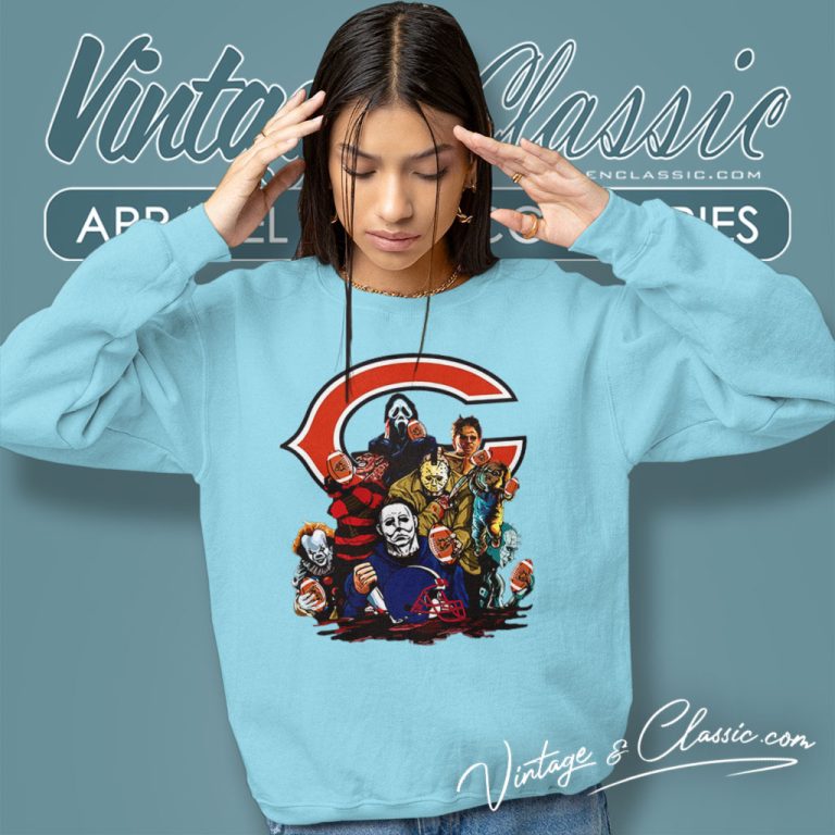 Horror Movies Characters Chicago Bear Football Halloween Sweatshirt Horror Movies Characters Chicago Bear Football Halloween Sweatshirt