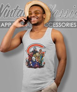 Horror Movies Characters Chicago Bear Football Halloween Shirt 4 Horror Movies Characters Chicago Bear Football Halloween Tank Top Racerback