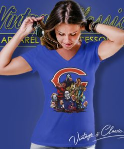 Horror Movies Characters Chicago Bear Football Halloween Shirt 5 Horror Movies Characters Chicago Bear Football Halloween V Neck TShirt