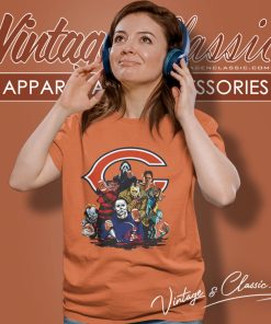 Horror Movies Characters Chicago Bear Football Halloween Shirt 6 Horror Movies Characters Chicago Bear Football Halloween Women T Shirt