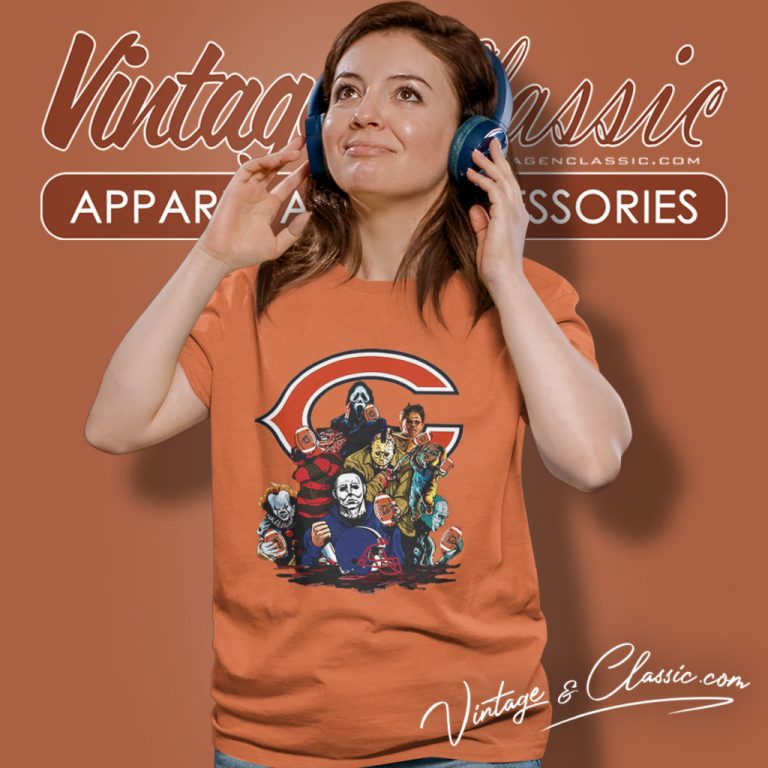 Horror Movies Characters Chicago Bear Football Halloween Women T Shirt Horror Movies Characters Chicago Bear Football Halloween Women T Shirt