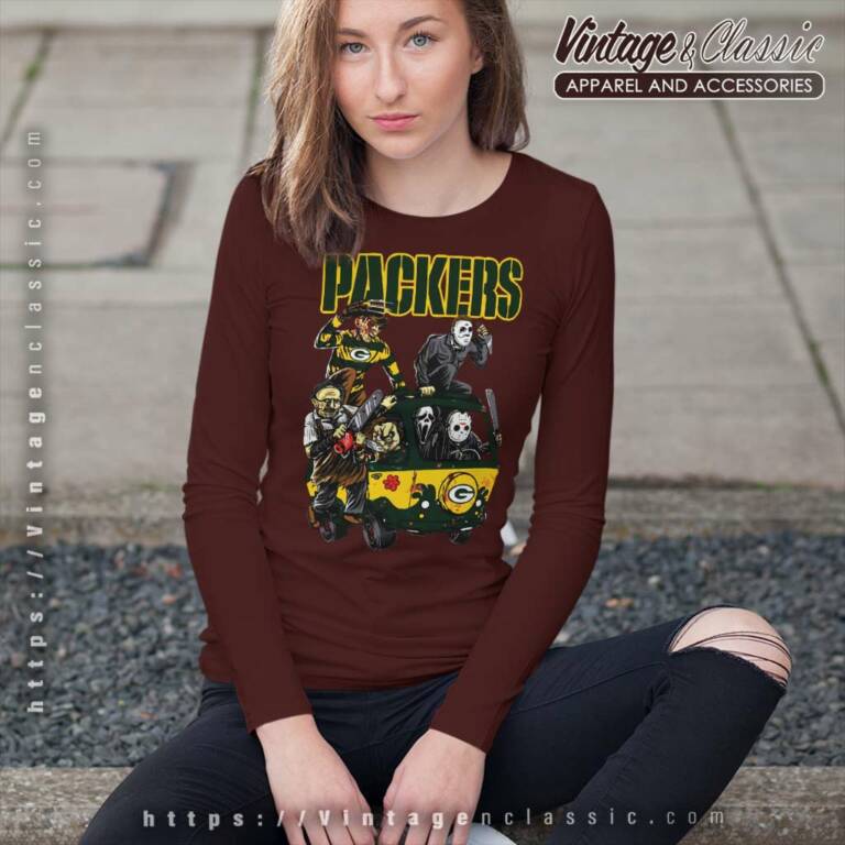 Green Bay Packers Shirt Horror Movie Characters Halloween Long Sleeve Tee Green Bay Packers Shirt Horror Movie Characters Halloween Long Sleeve Tee