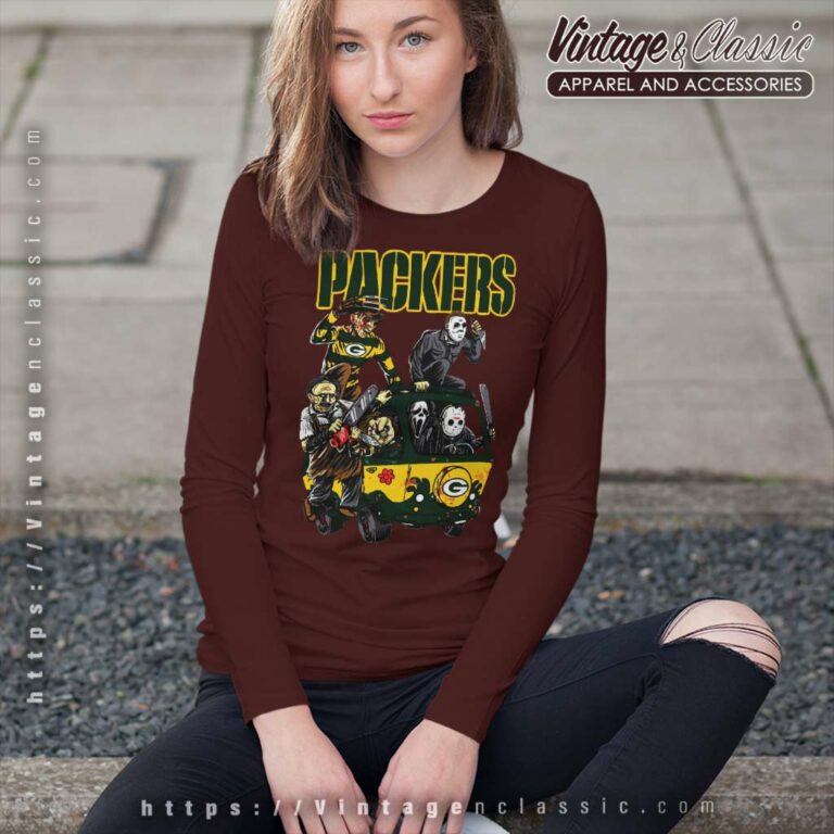 Horror Movies Characters Green Bay Packers Football Halloween Long Sleeve Tee Horror Movies Characters Green Bay Packers Football Halloween Long Sleeve Tee